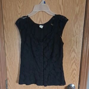 Ladies Cocomo Sleeveless Lace Lined Blouse Black Sz. S